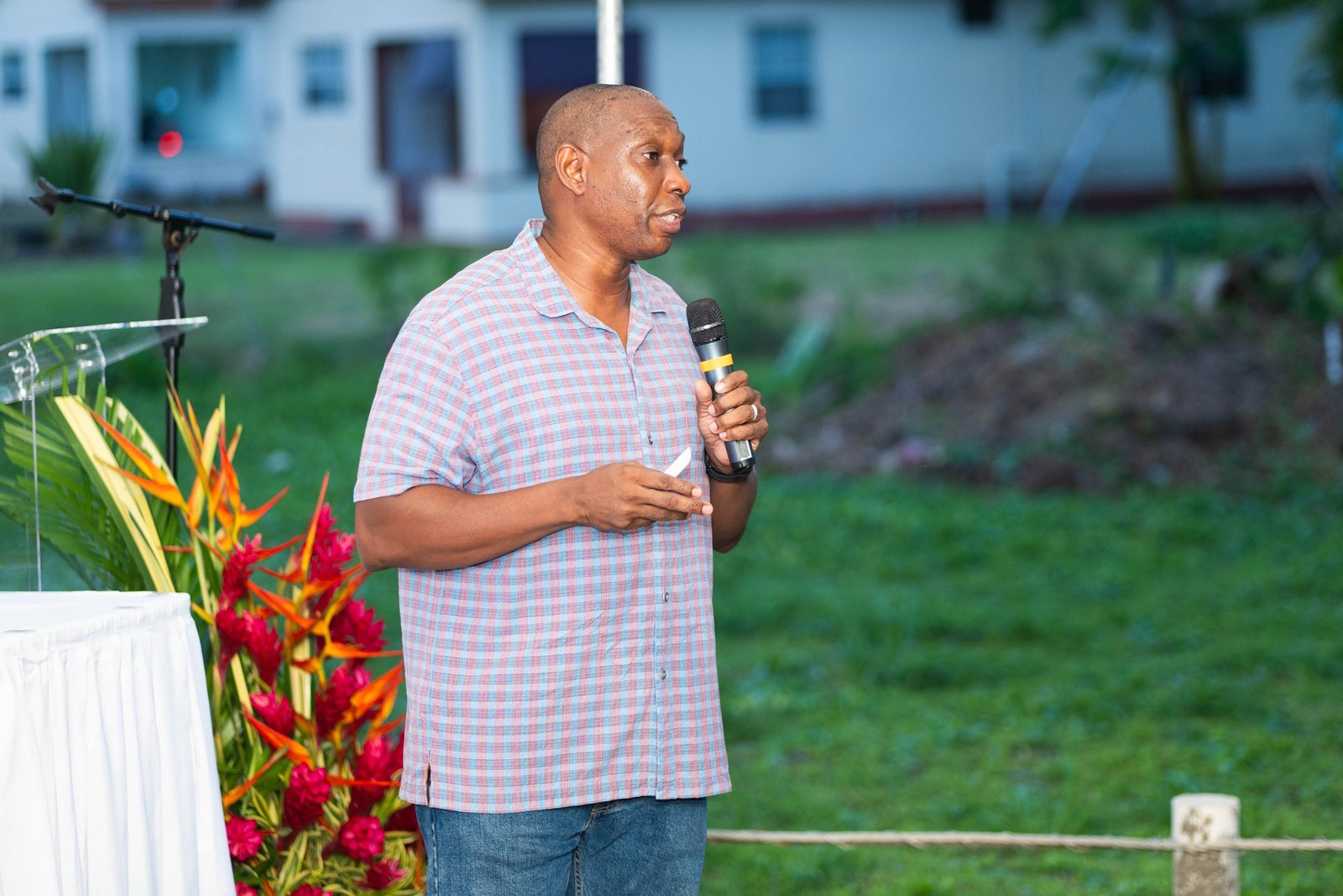 A male presenter explaining the project.