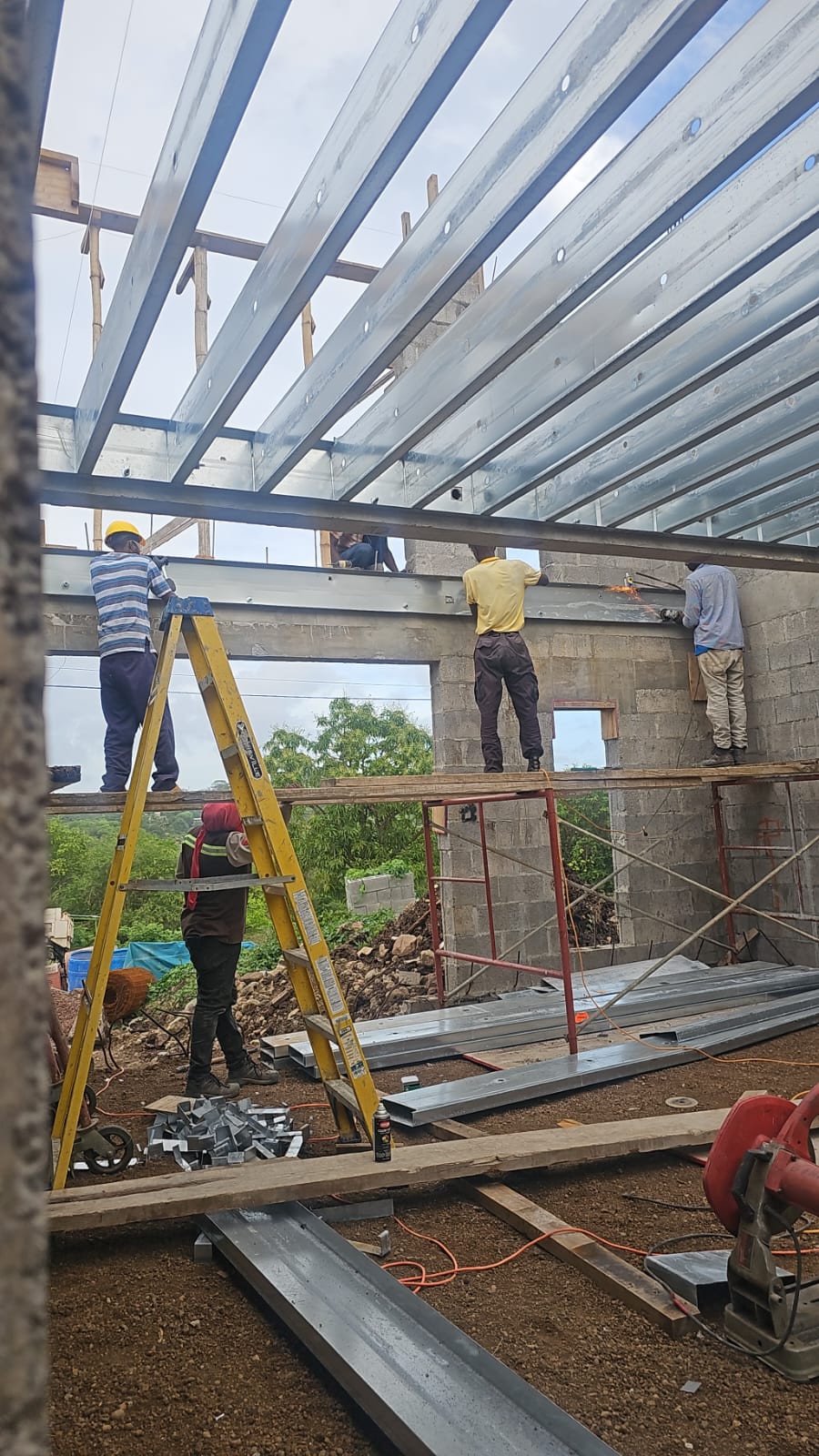 Interior construction framework in a pilot home.