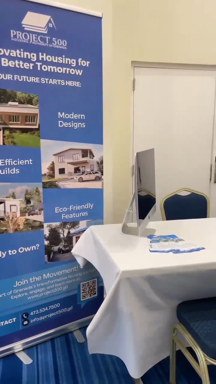 The full Project 500 pull-up banner and information display.